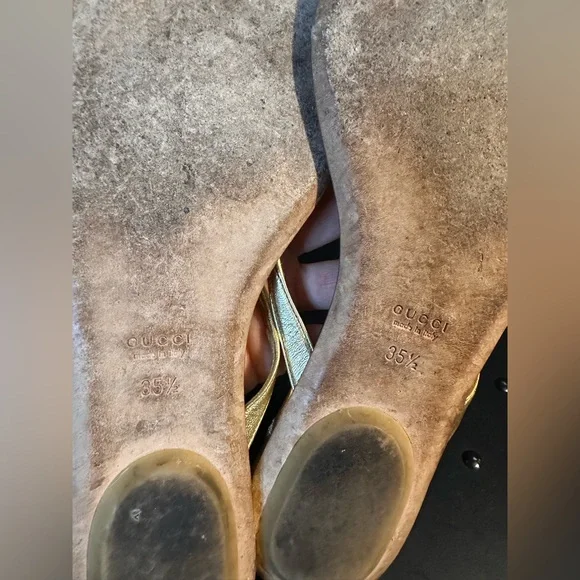 Gucci Women's Metallic Gold Sandals - Picture 8 of 10